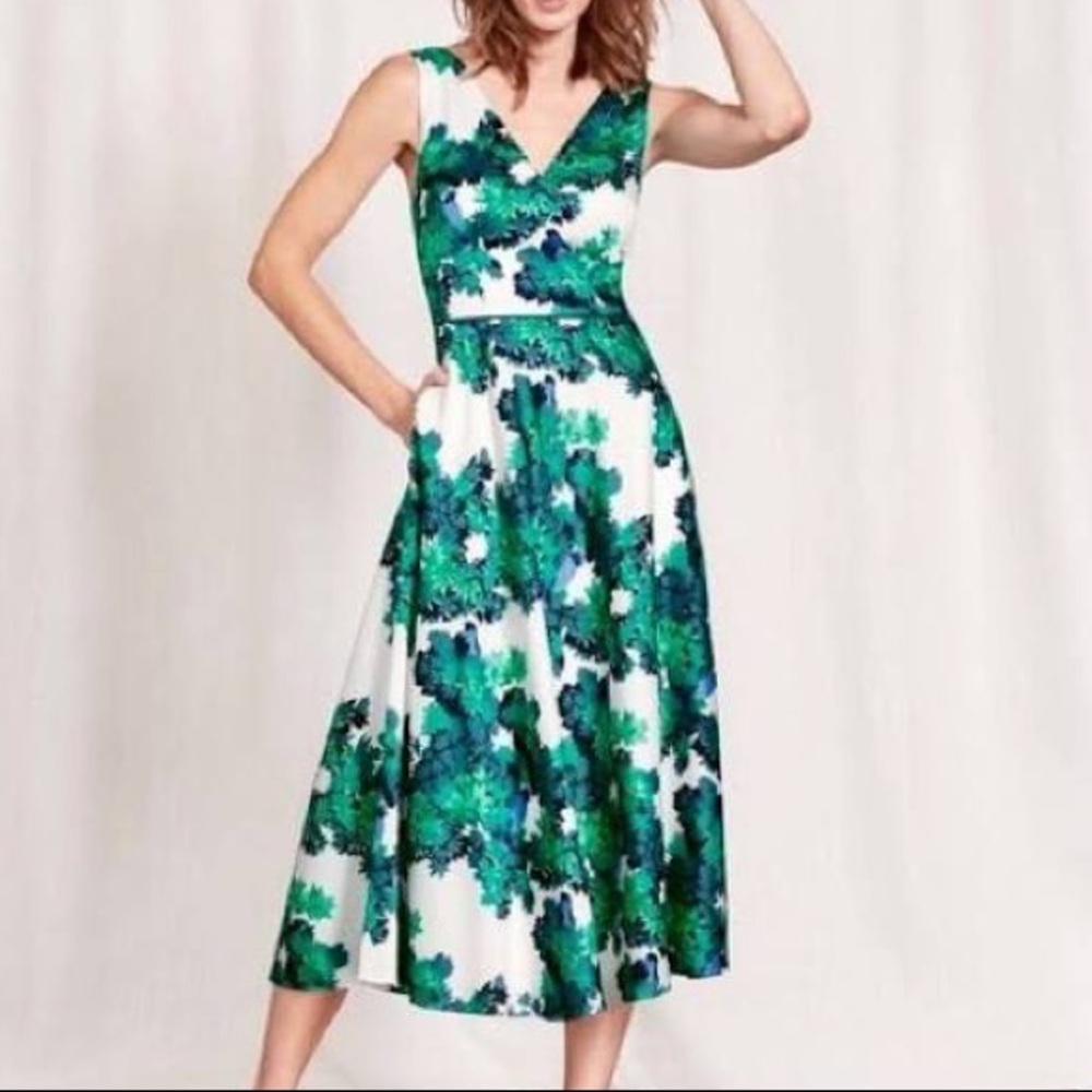NWOT Boden Romilly Midi Dress Bluebird/Ivy Print